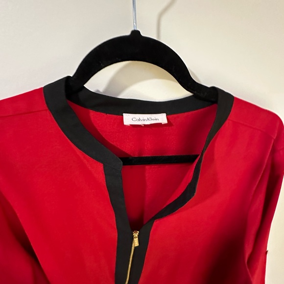 Calvin Kline - Red and black silky blouse with zipper. Not tag but never worn. - Picture 5 of 5